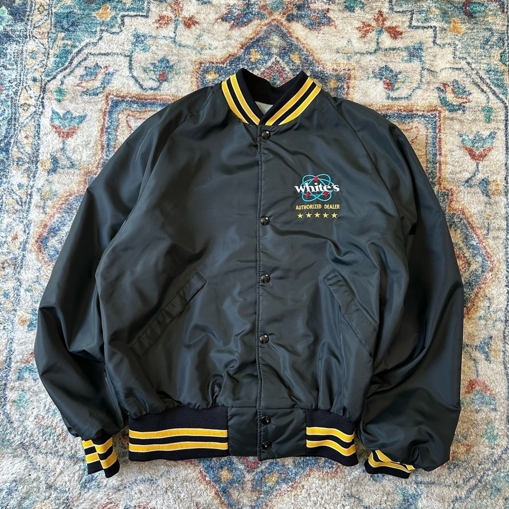 Vintage 1980s White’s Authorized Dealer Satin Jacket Large - Picture 1 of 4